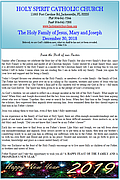 Dec 30th ’18 – The Holy Family of Jesus, Mary and Joseph