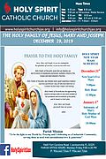December 29th ’19 – The Holy Family of Jesus, Mary and Joseph